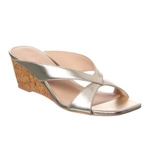 New Stuart Weitzman Miami Wedge Slide Sandal In Platino Sz 9